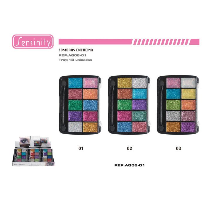 AG06-01 : SOMBRA CREMA GLITTER 18/U 216/U SENSINITY