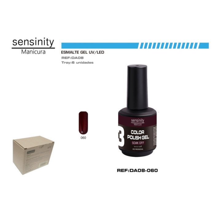 DA08-060 : ESMALTE GEL ROJO MERLOT UV/LED USO PROFESIONAL