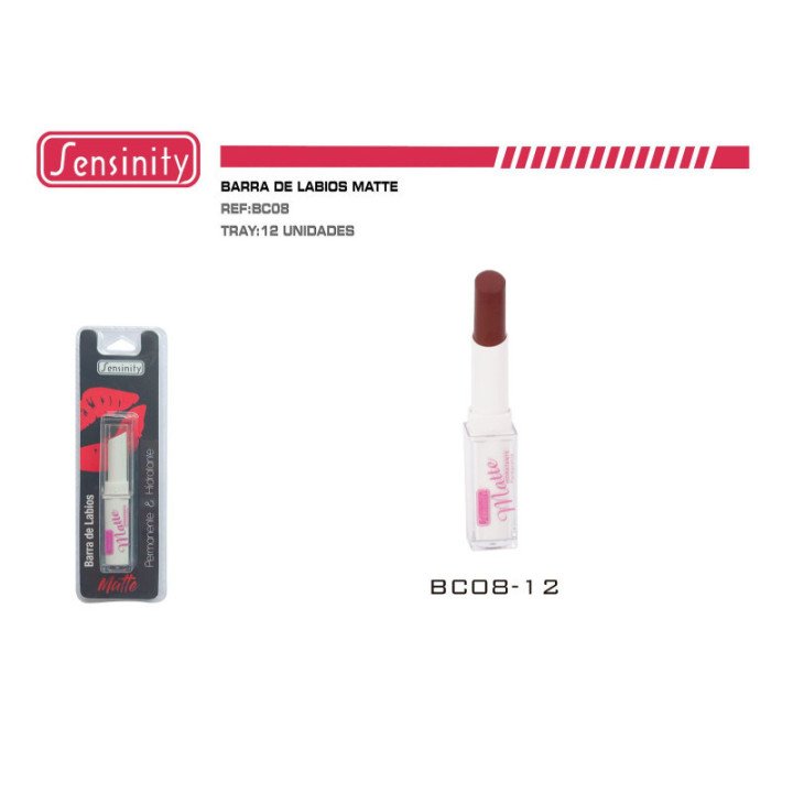 BC08-12 : BARRA DE LABIOS MATTE HIDRATANTE 12/U 144/U