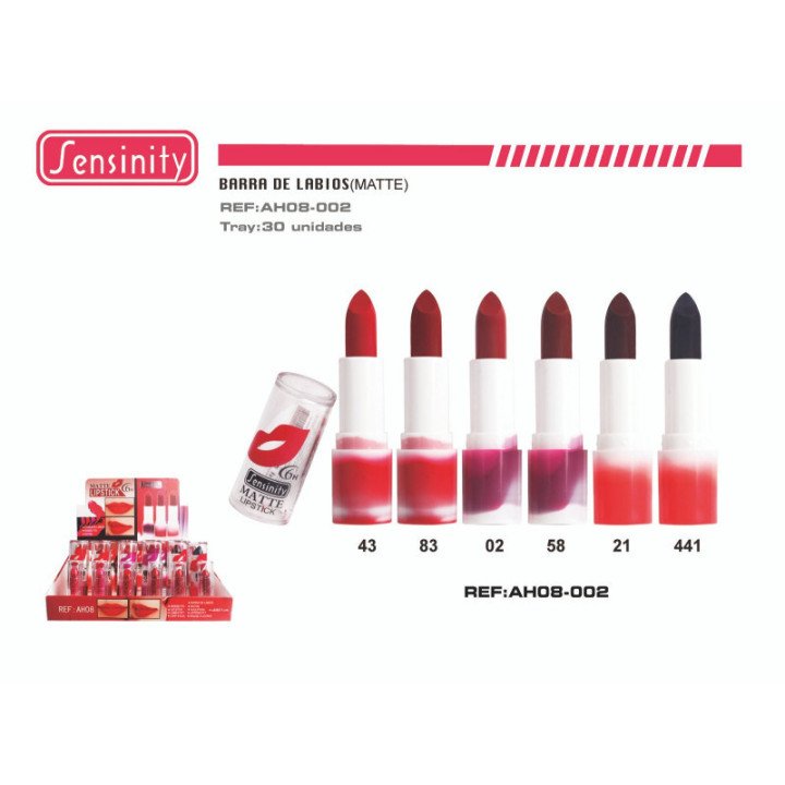 AH08-02 : B.LABIOS MATTE 6H C/TESTER SENSINITY 30/U 360/U