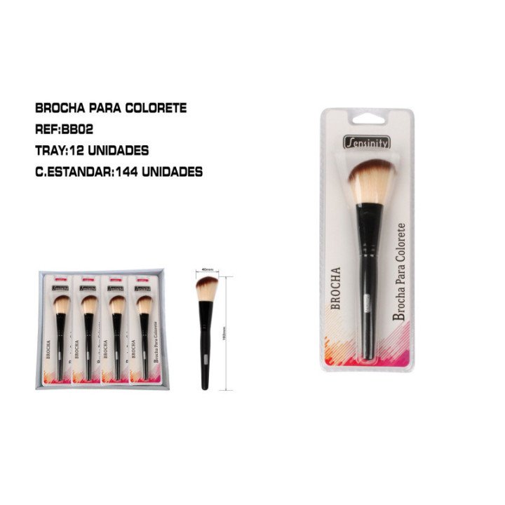 BB02 : BROCHA BISELADA MADERA PARA COLORETE 12/U 144/U