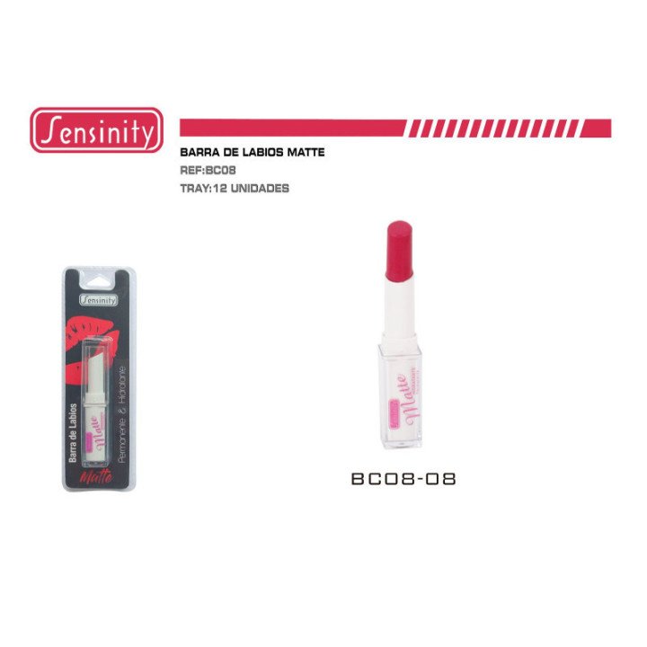 BC08-08 : BARRA DE LABIOS MATTE HIDRATANTE 12/U 144/U
