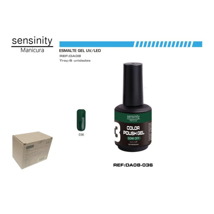 DA08-036 : ESMALTE GEL VERDE PINO UV/LED USO PROFESIONAL