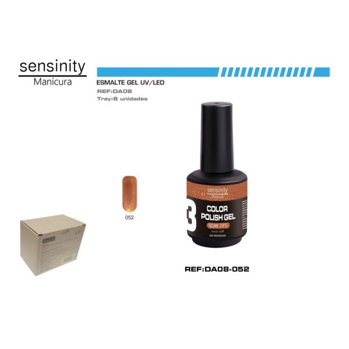 DA08-052 : ESMALTE GEL DORADO GLITTER UV/LED USO PROFESIONAL