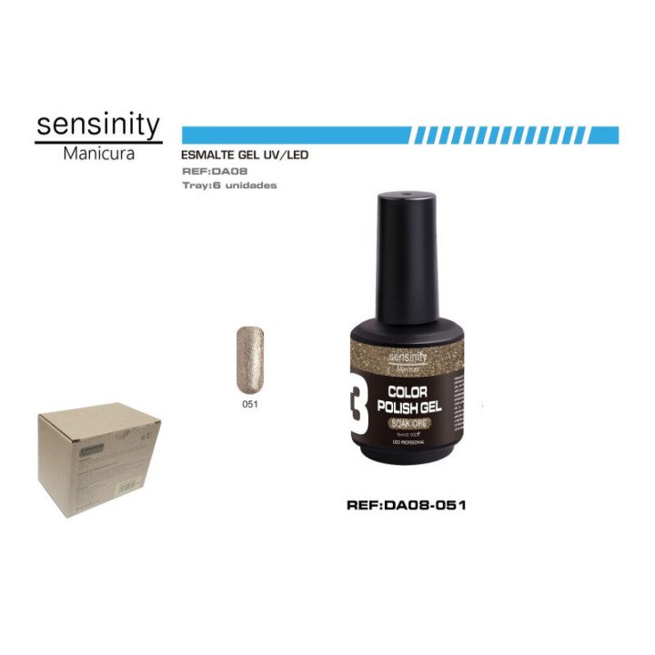 DA08-051 : ESMALTE GEL CHAMPAGNE GLITTER UV/LED USO PROFESIONAL