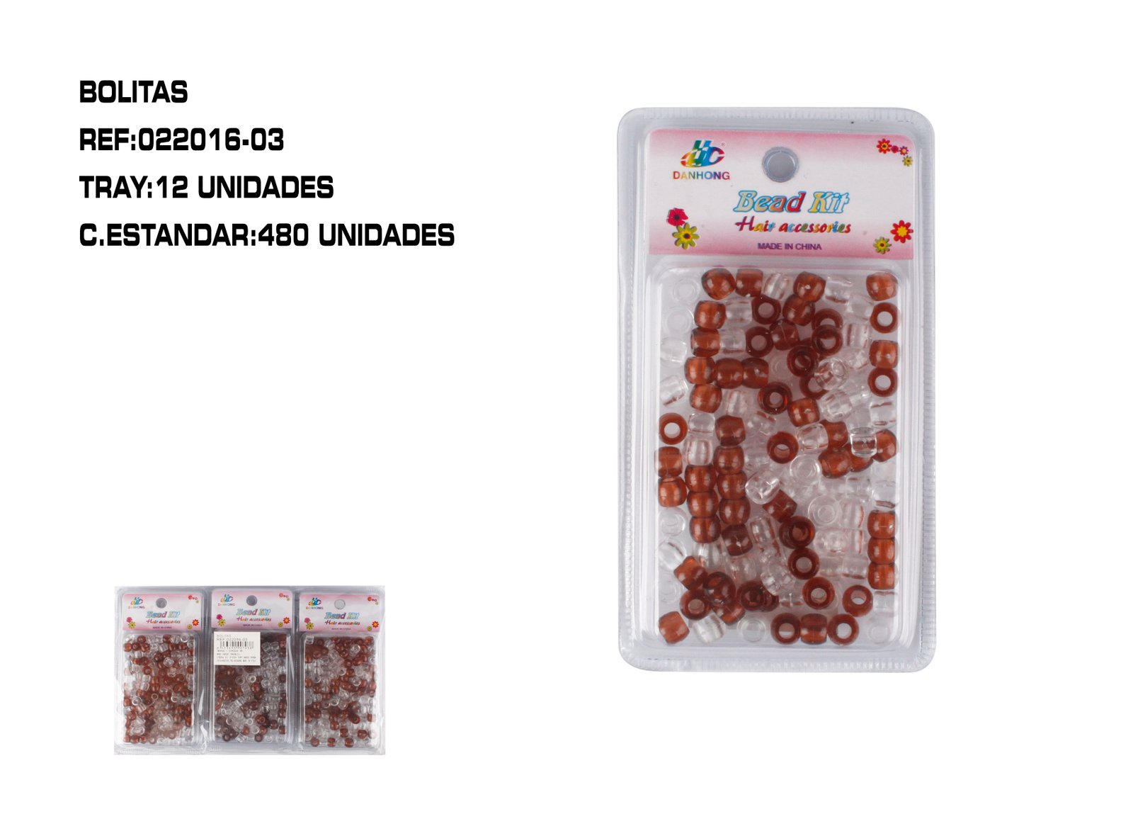 BOLITA TRANSP+MARRON DECORA PELO