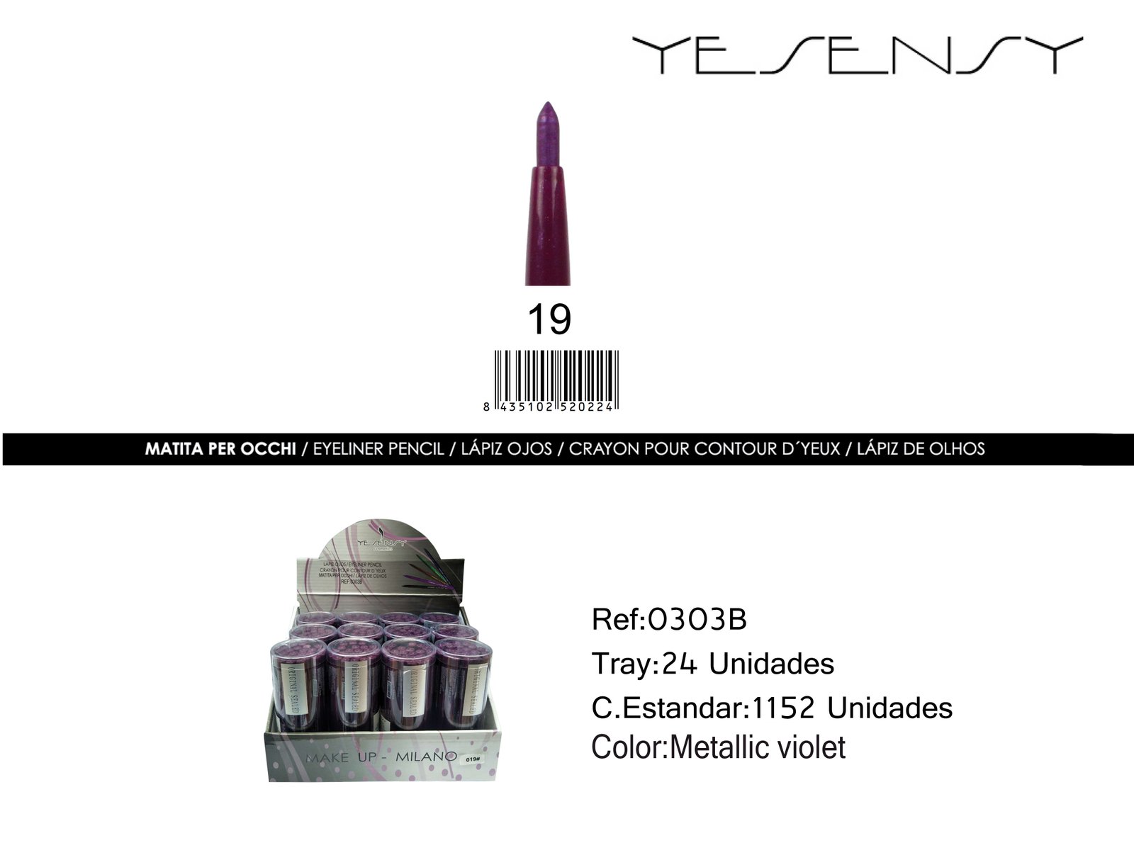 LAPIZ AUTOMATICO C/SACAPUNTAS 24/U METALLIC VIOLET