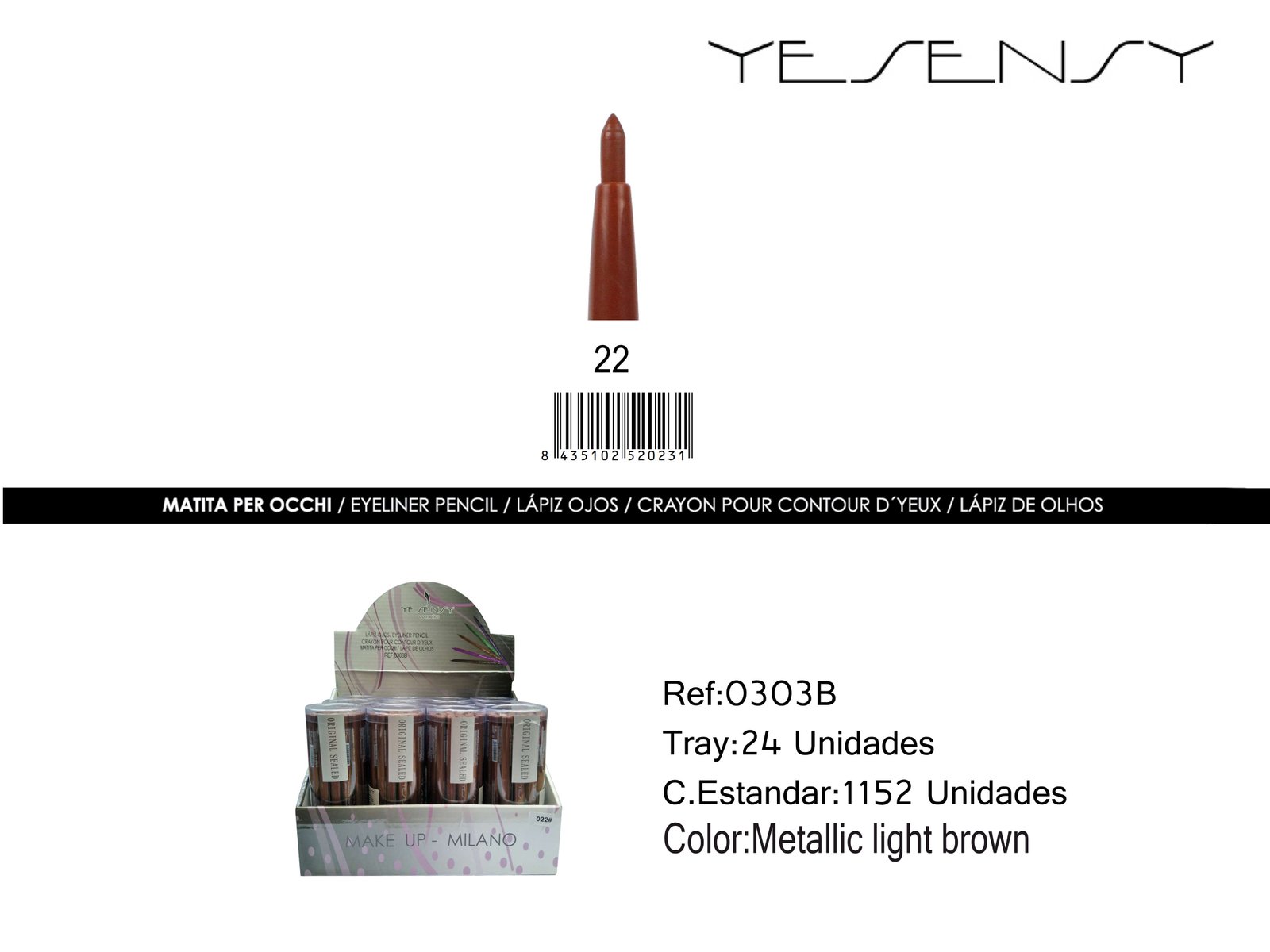 LAPIZ AUTOMATICO C/SACAPUNTAS 24/U METALLIC LIGHT BROWN