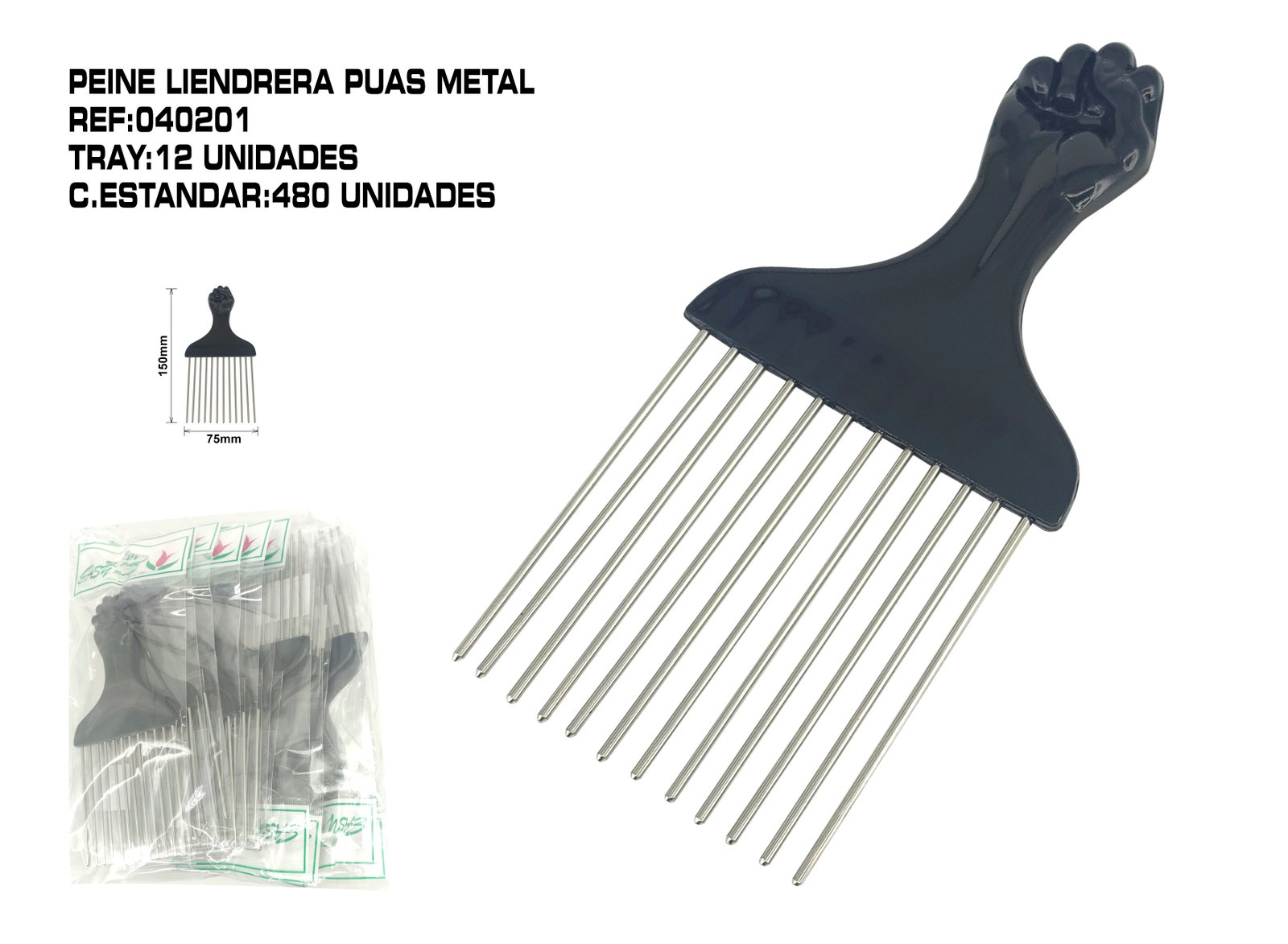 PEINE AHUECADOR METALICO