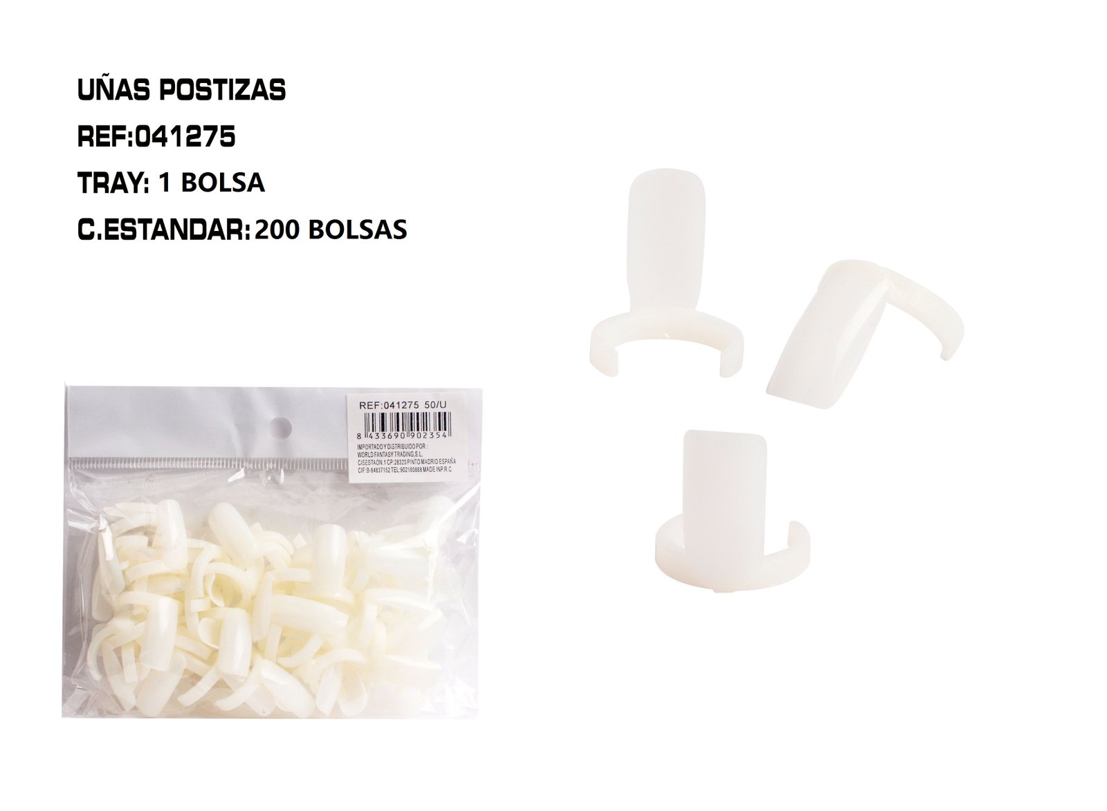 MUESTRA UÑAS INDIVIDUAL 50U BOLSA 200BOLS/C