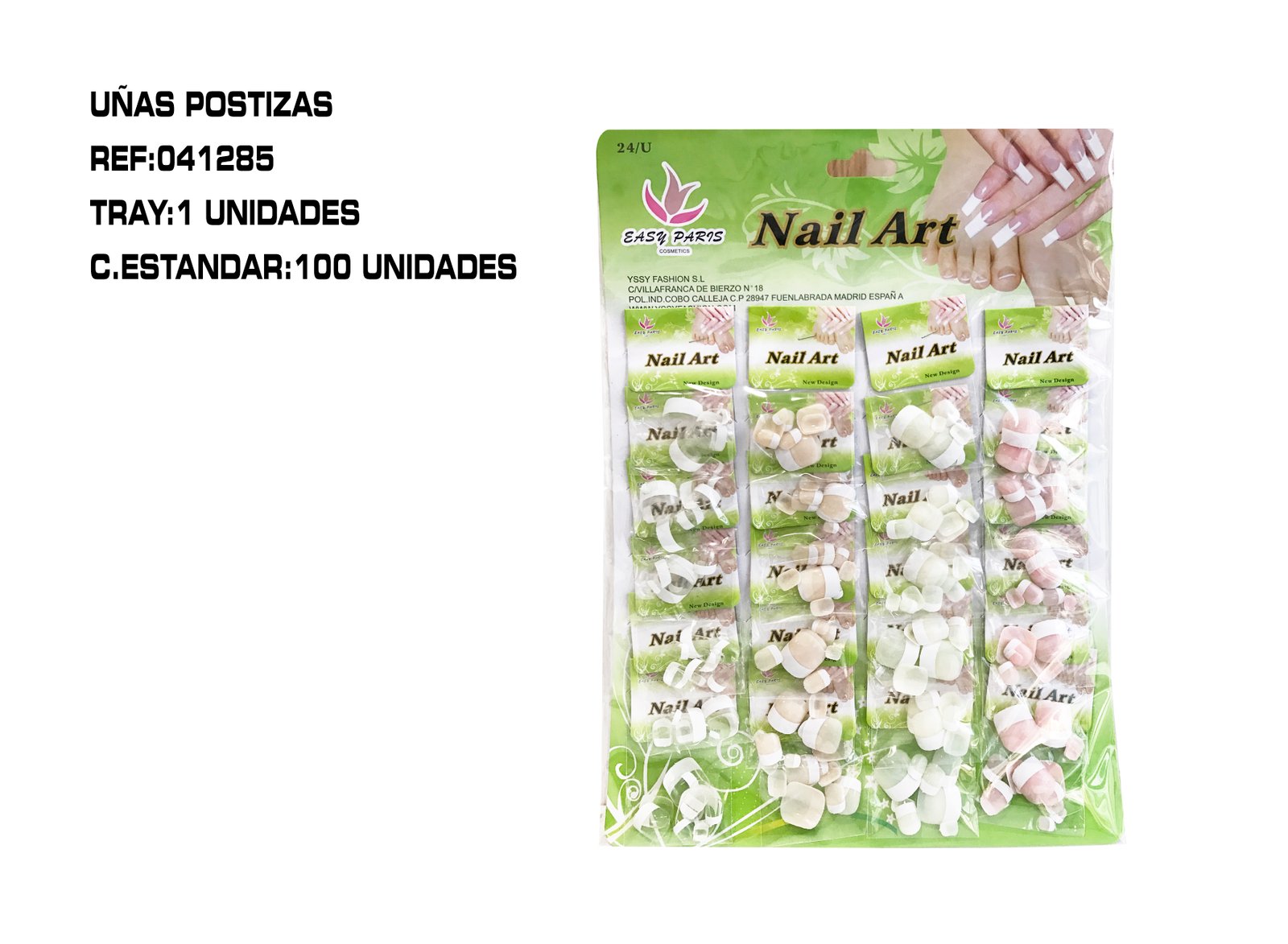 UÑA POSTIZAS PARA PIES 4 TIPOS 24/U C/2400