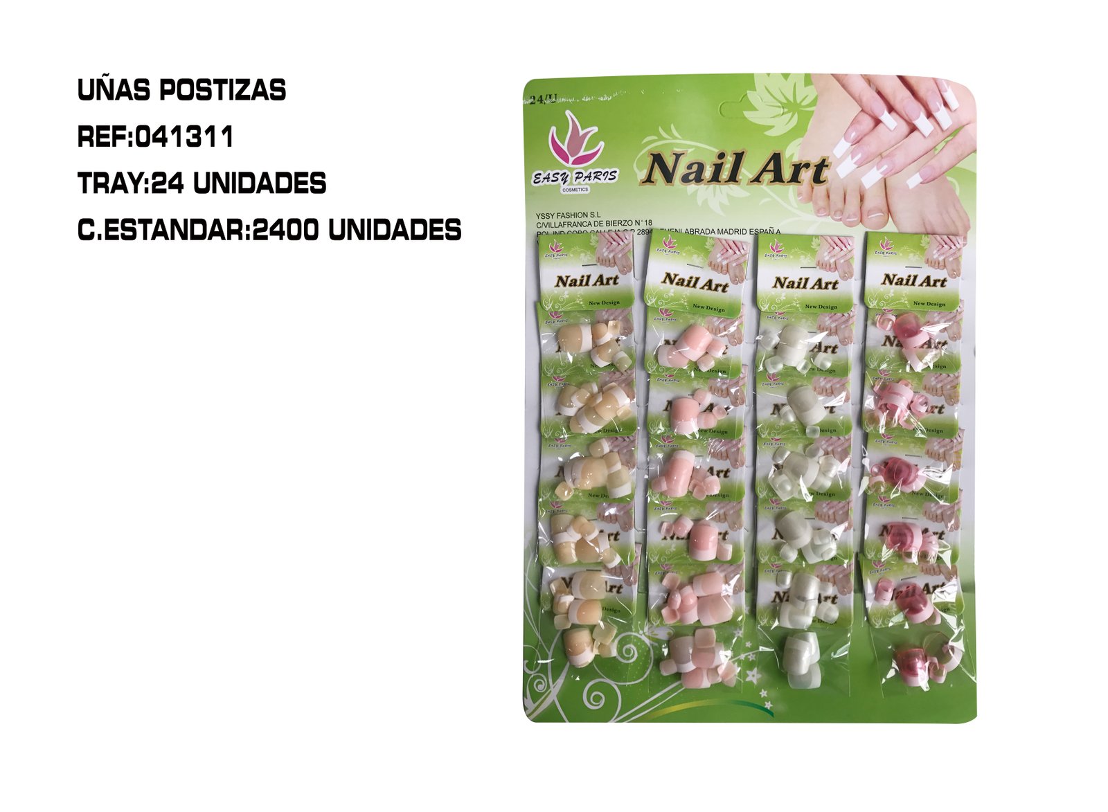 UÑAS POSTIZA FRANCESA 4 COLORES 24/U C/2