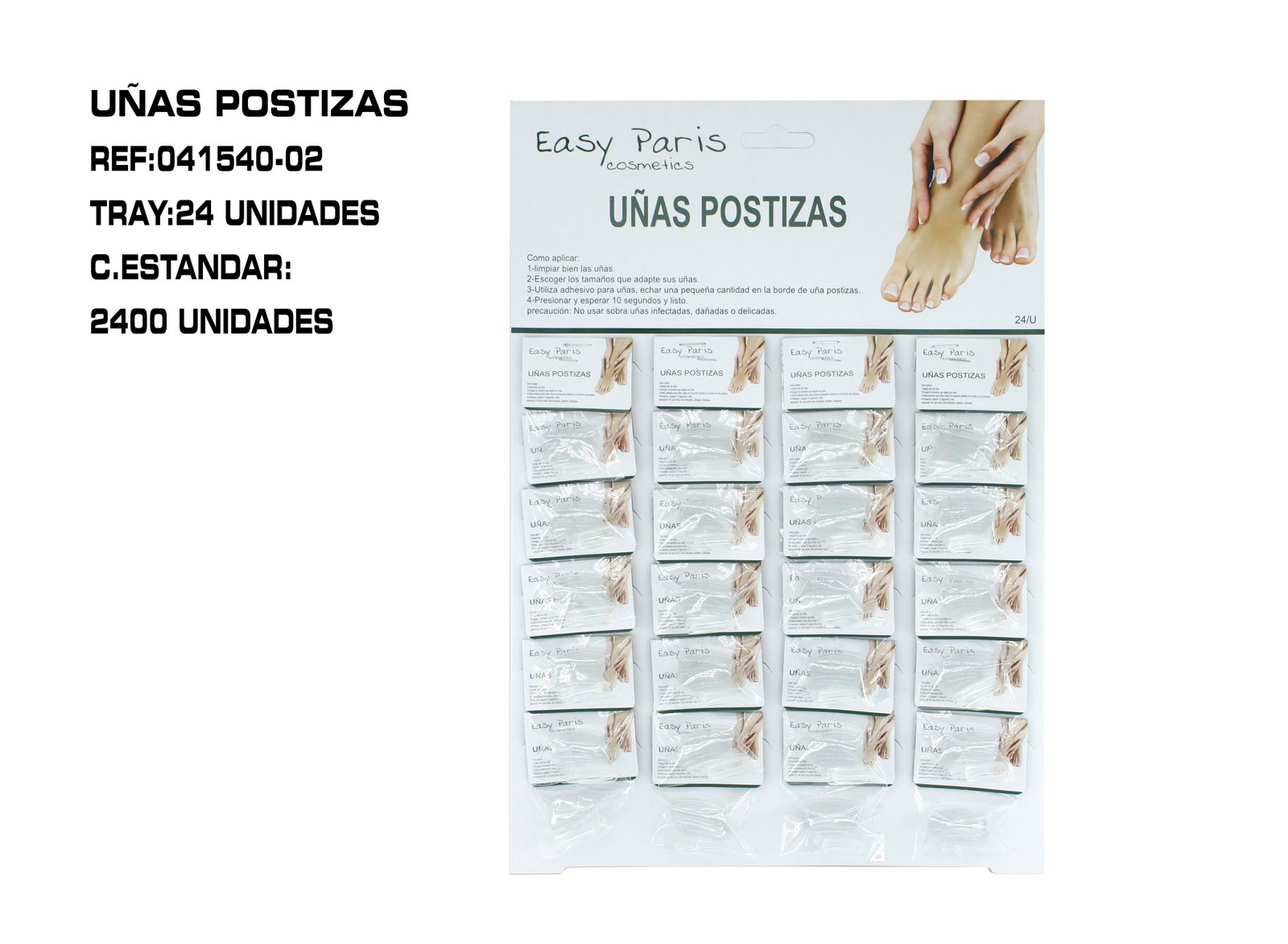 24 UÑAS POSTIZAS INCOLOR