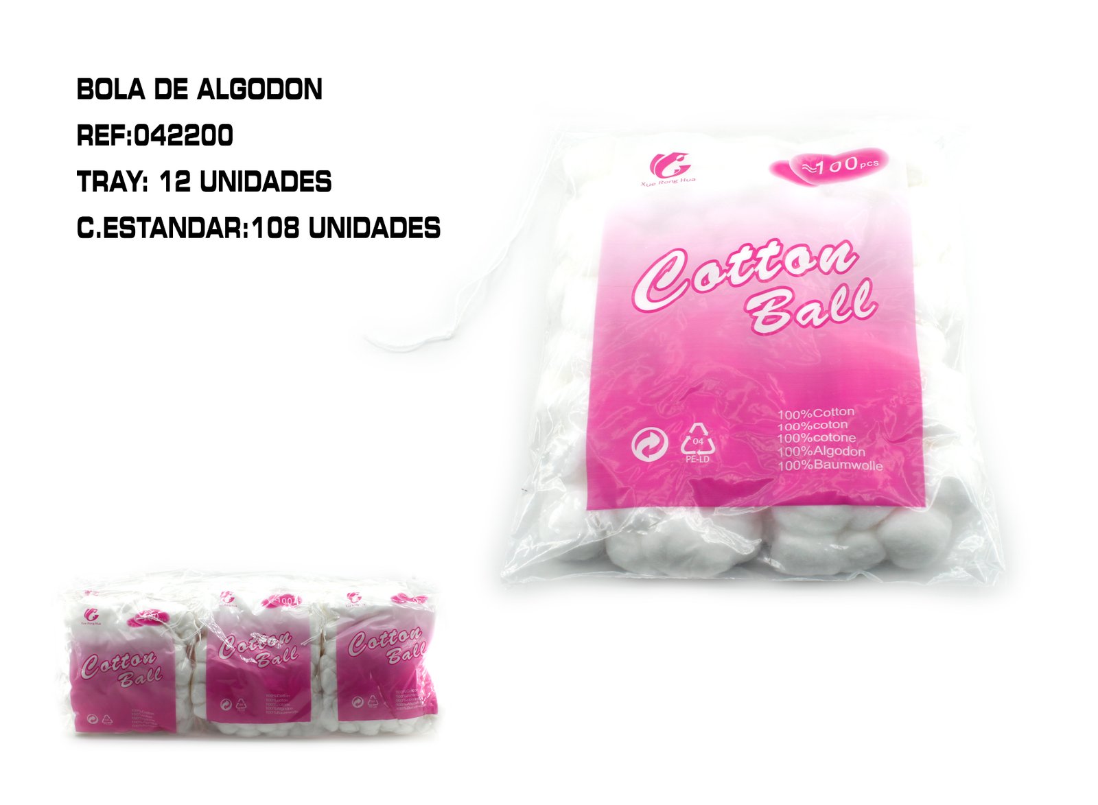 100 BOLAS DE ALGODON 108U
