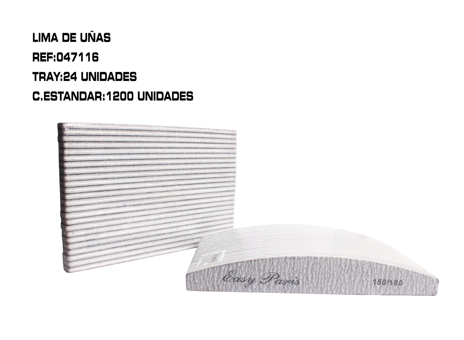 EASY PARIS MANICURA LIMA CURVA/RECTA,150/180 ,24UNID