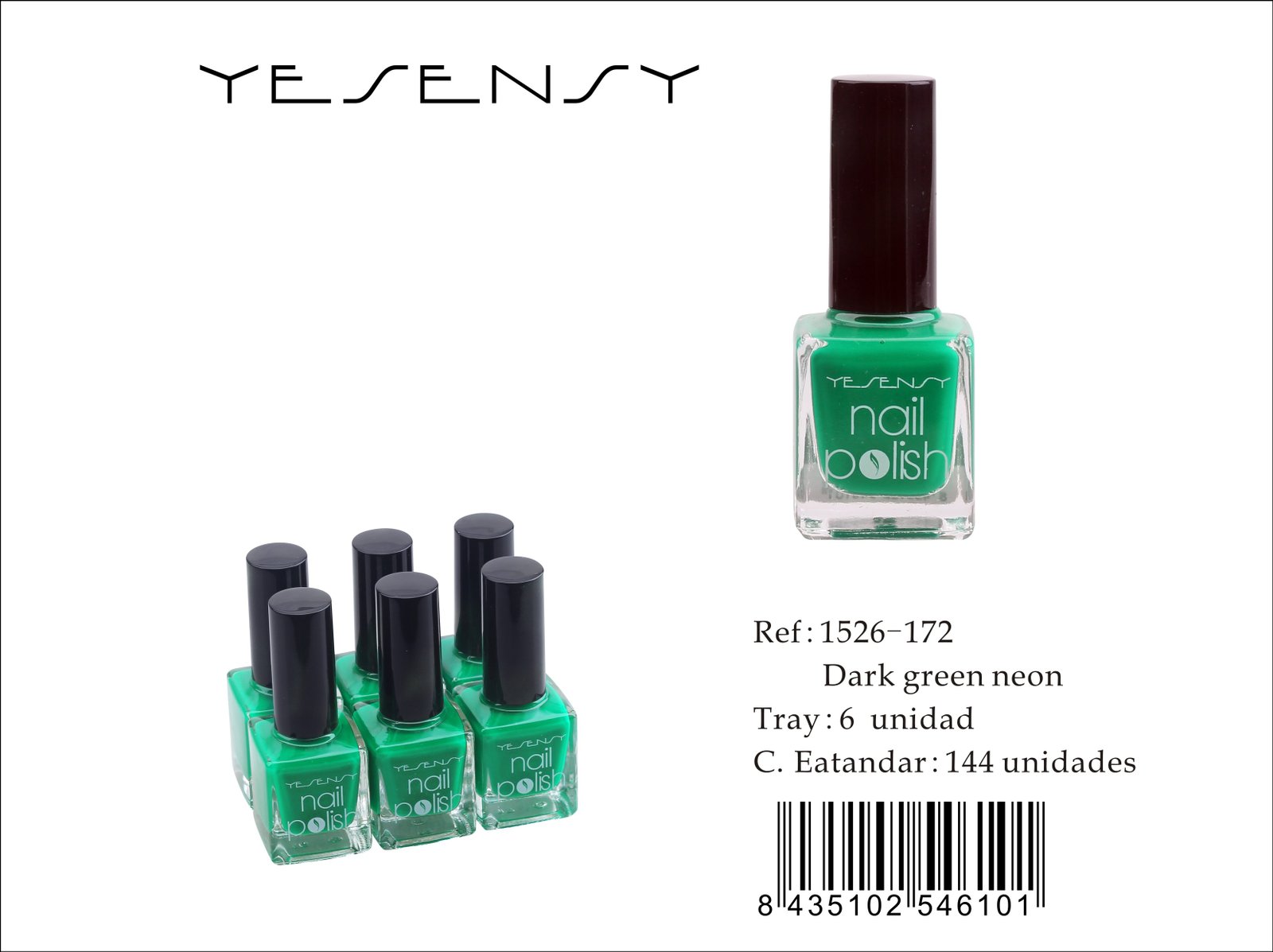 LACA DE UÑAS 6/U DARK GREEN NEON