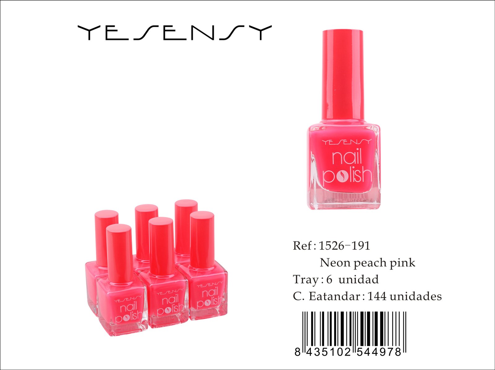 LACA DE UÑAS 6/U NEON PEACH PINK