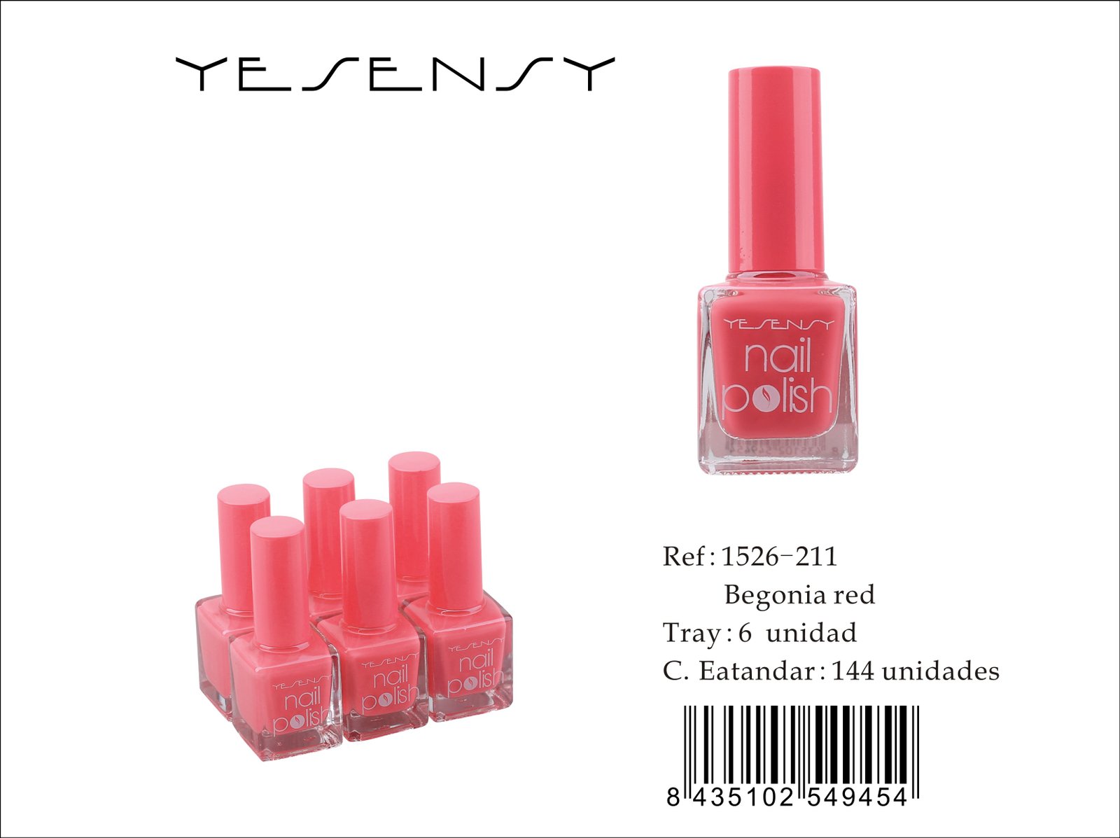 LACA DE UÑAS 6/U BEGONIA RED