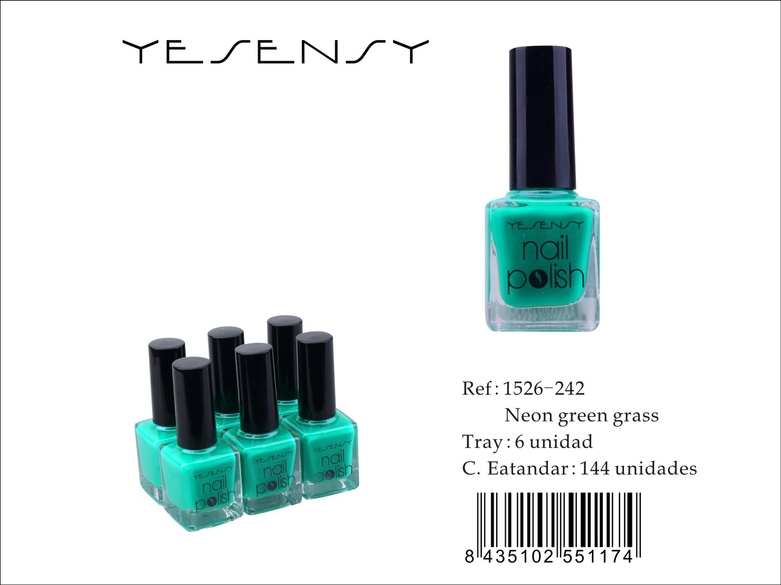 LACA DE UÑAS 6/U NEON GREEN GRASS