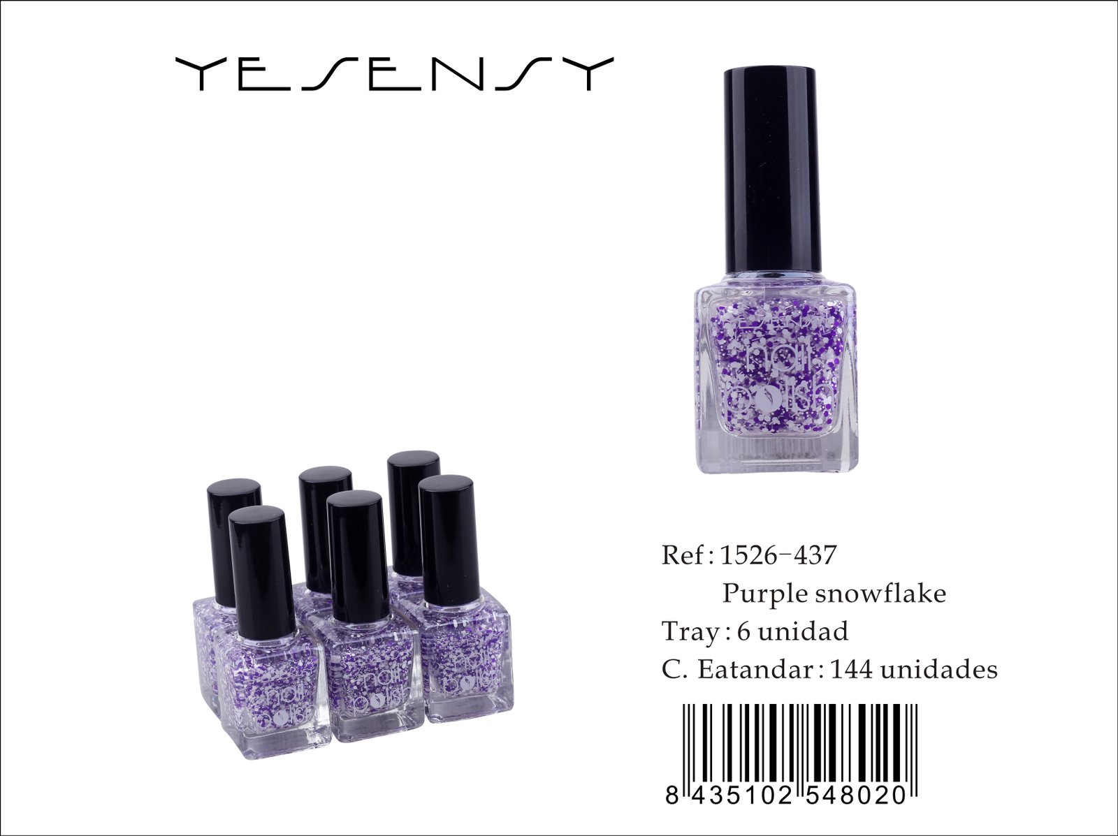LACA DE UÑAS 6/U PURPLE SNOWFLAKE