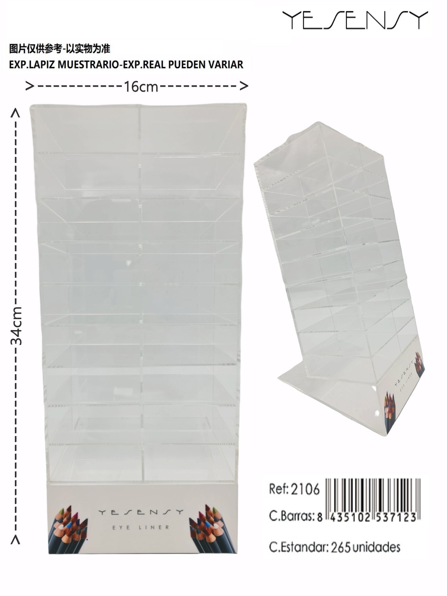 EXP.LAPIZ VACIO 16*36*19CM YESENSY