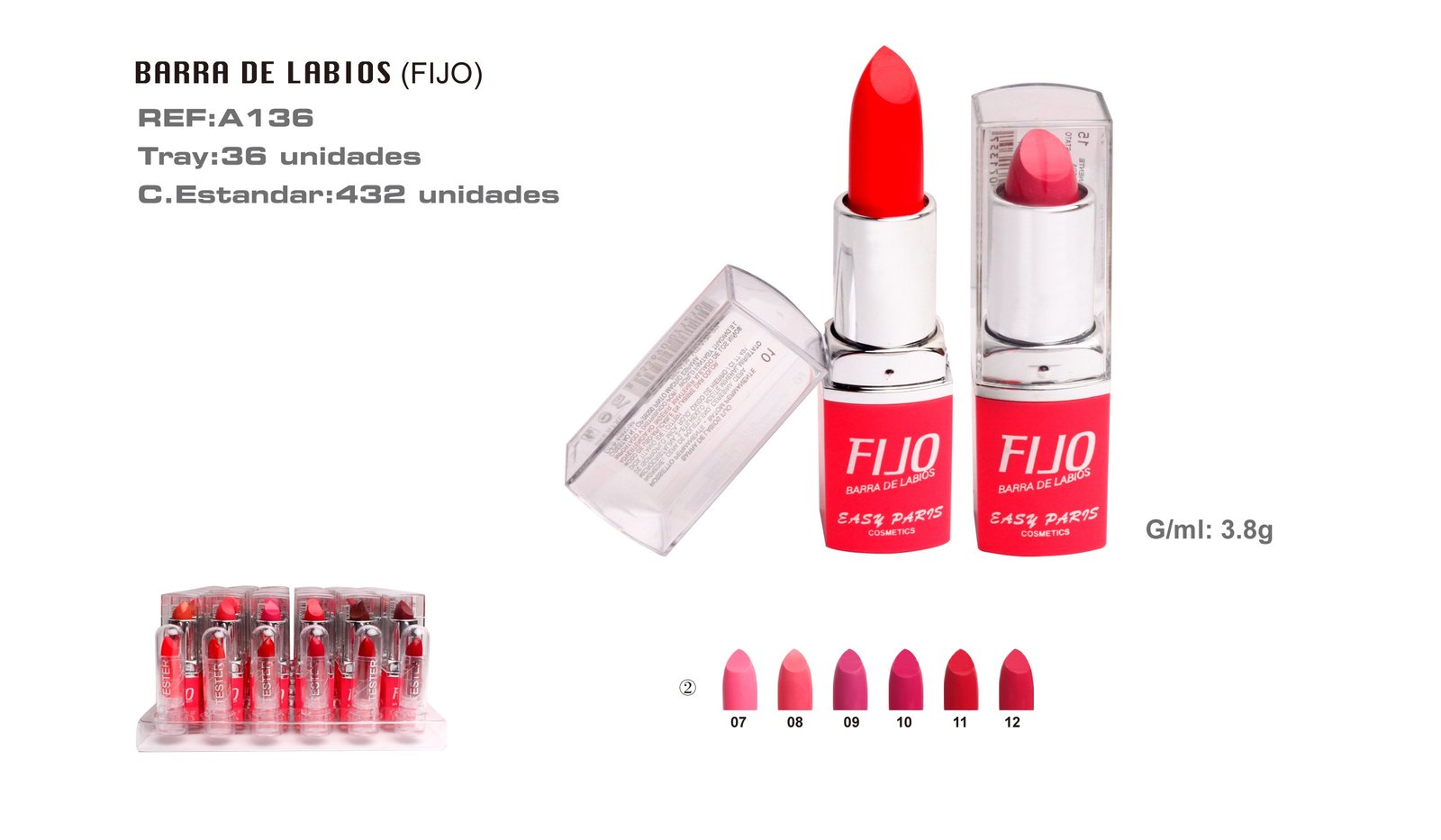 BARRA DE LABIOS FIJO C/TESTER