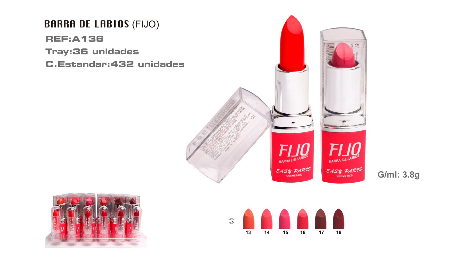 BARRA DE LABIOS FIJO C/TESTER