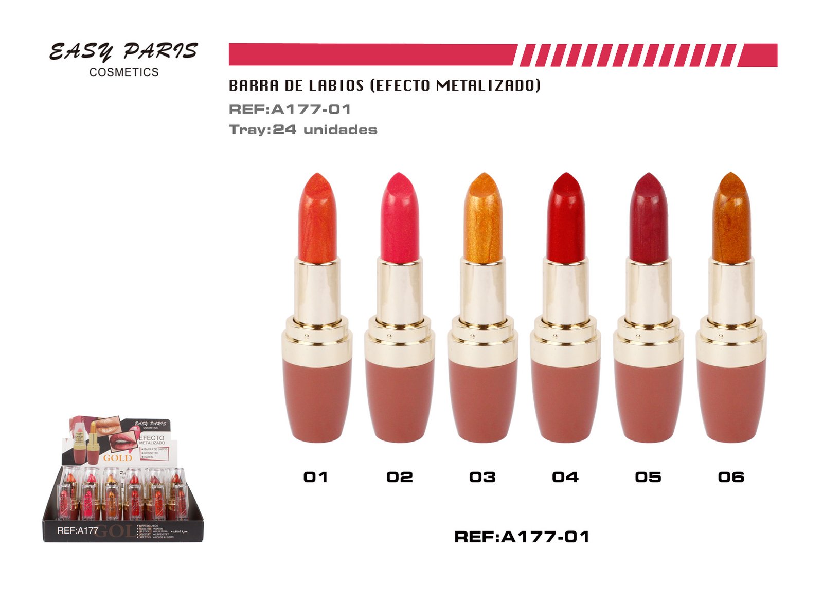 BARRA DE LABIOS EFECTO METALIZADA