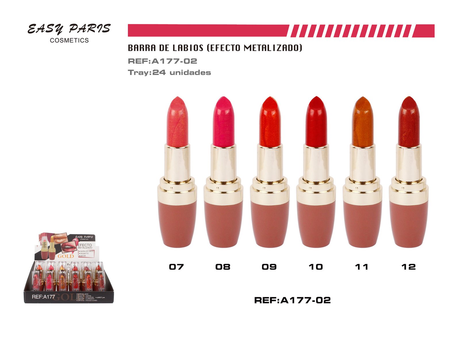 BARRA DE LABIOS EFECTO METALIZADO