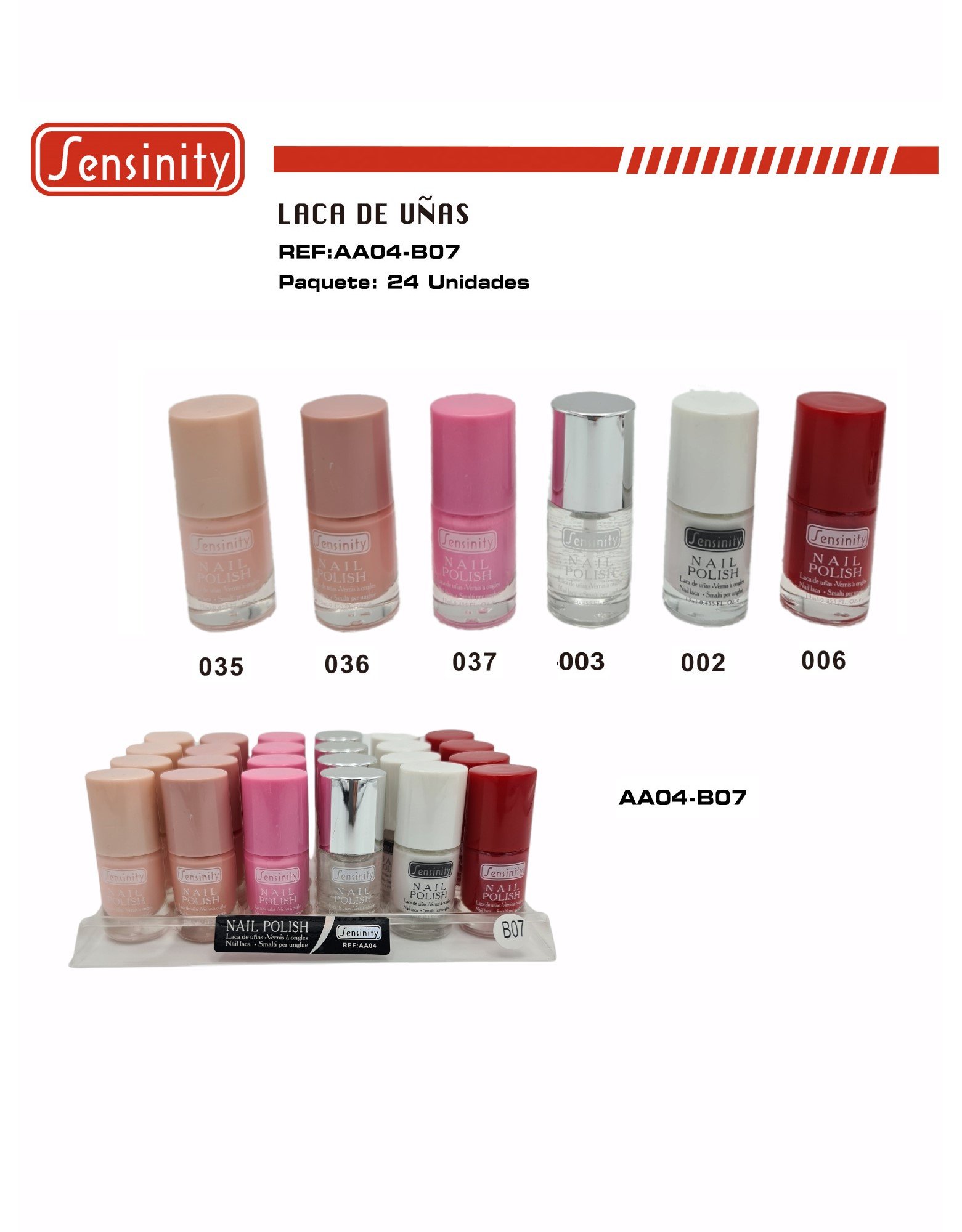 LACA DE UÑAS SENSINITY BANDEJA 24/U 288/