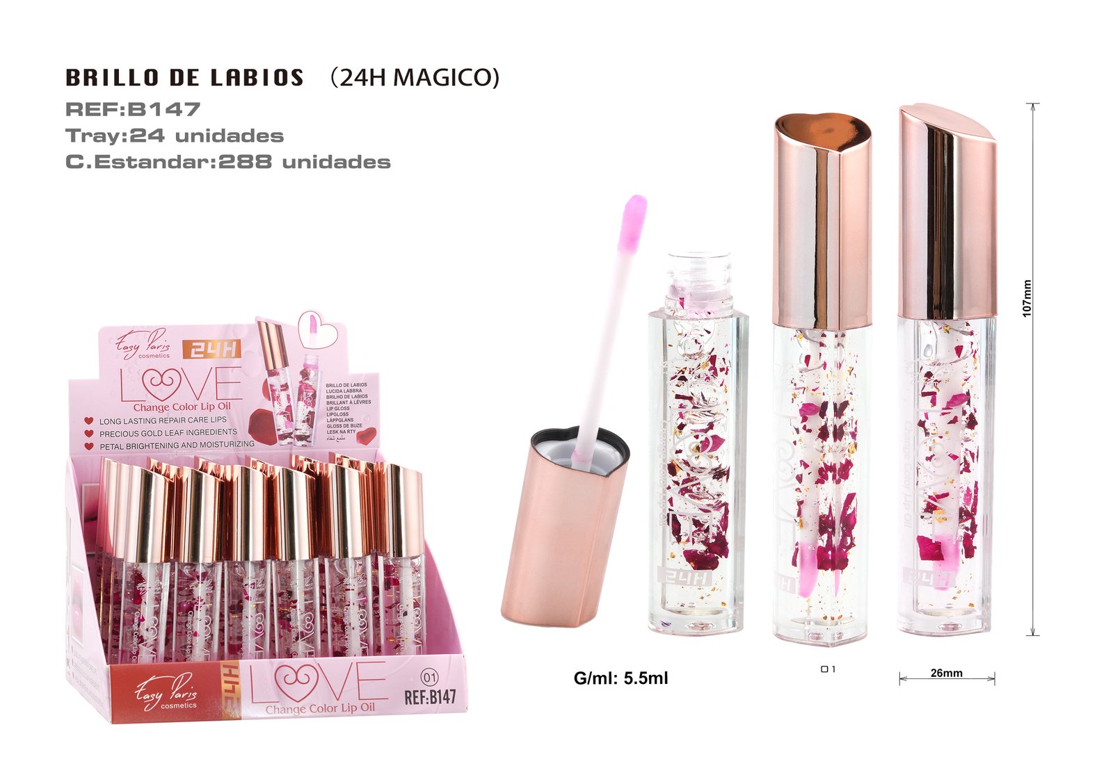 BRILLO LABIAL ROSA/ORO MAGIC COLOR