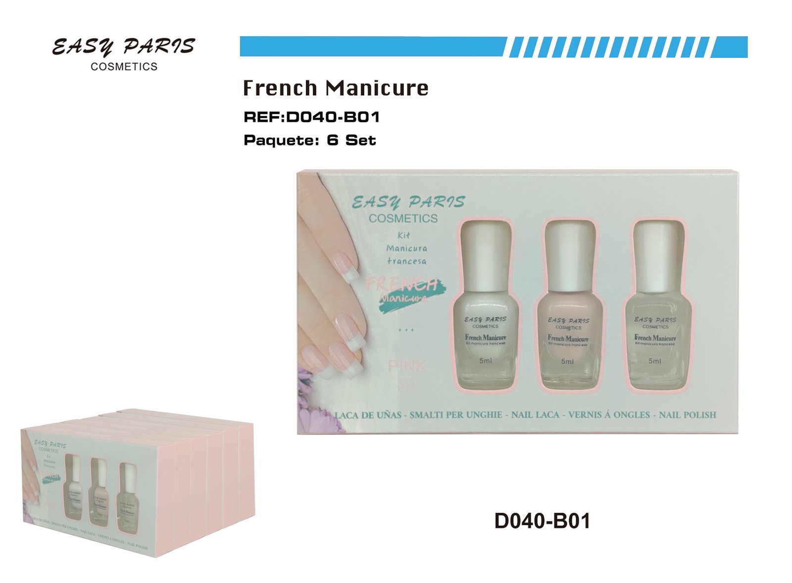 KIT LACA DE UÑAS MANICURA FRANCESA