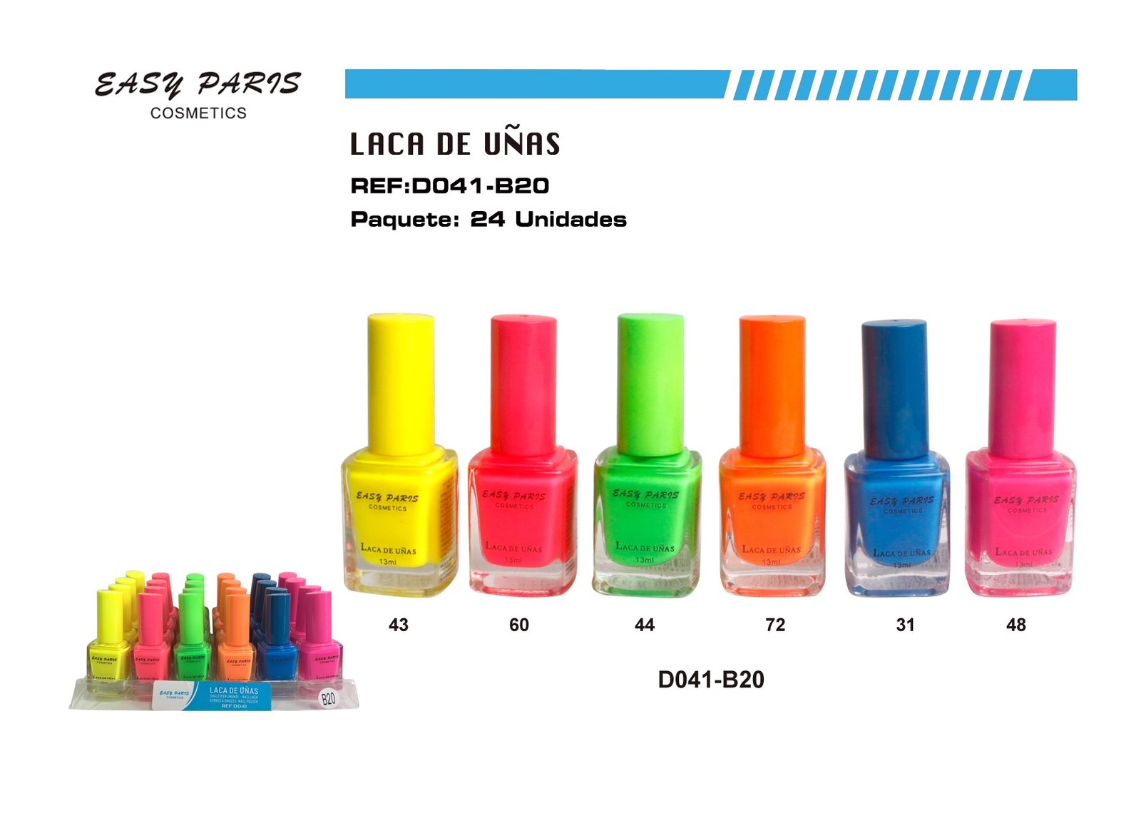 LACA DE UÑAS EASY PARIS 24/U BANDEJA