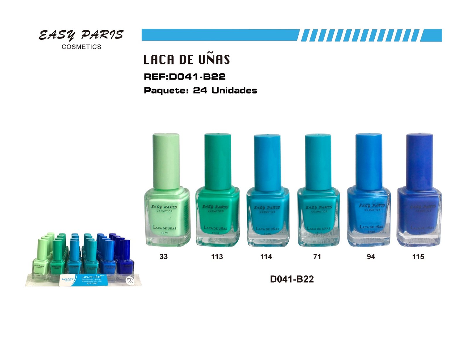 LACA DE UÑAS EASY PARIS 24/U BANDEJA