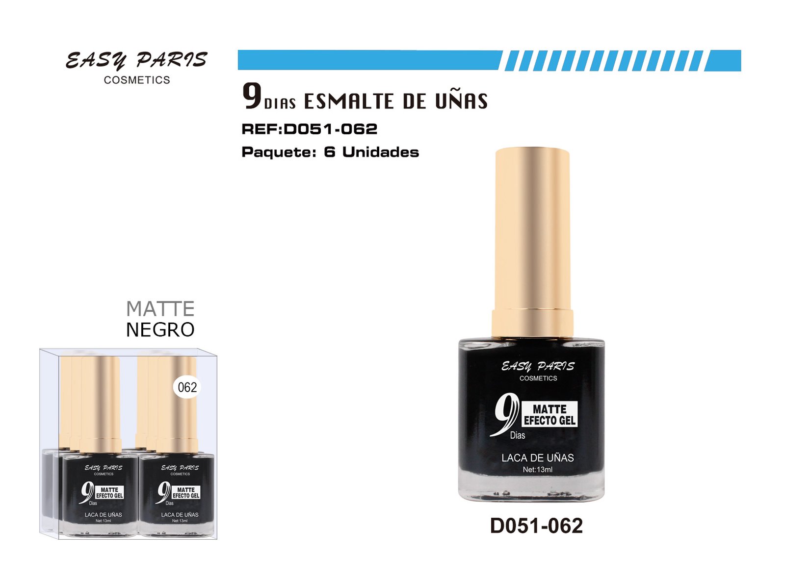 LACA DE UÑAS 9 DIAS NEGR MATE