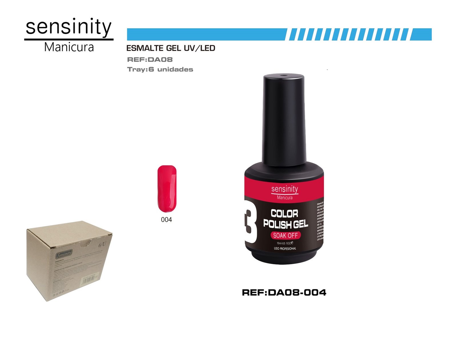 ESMALTE GEL ROJO CARAMELO UV/LED USO PROFESIONAL