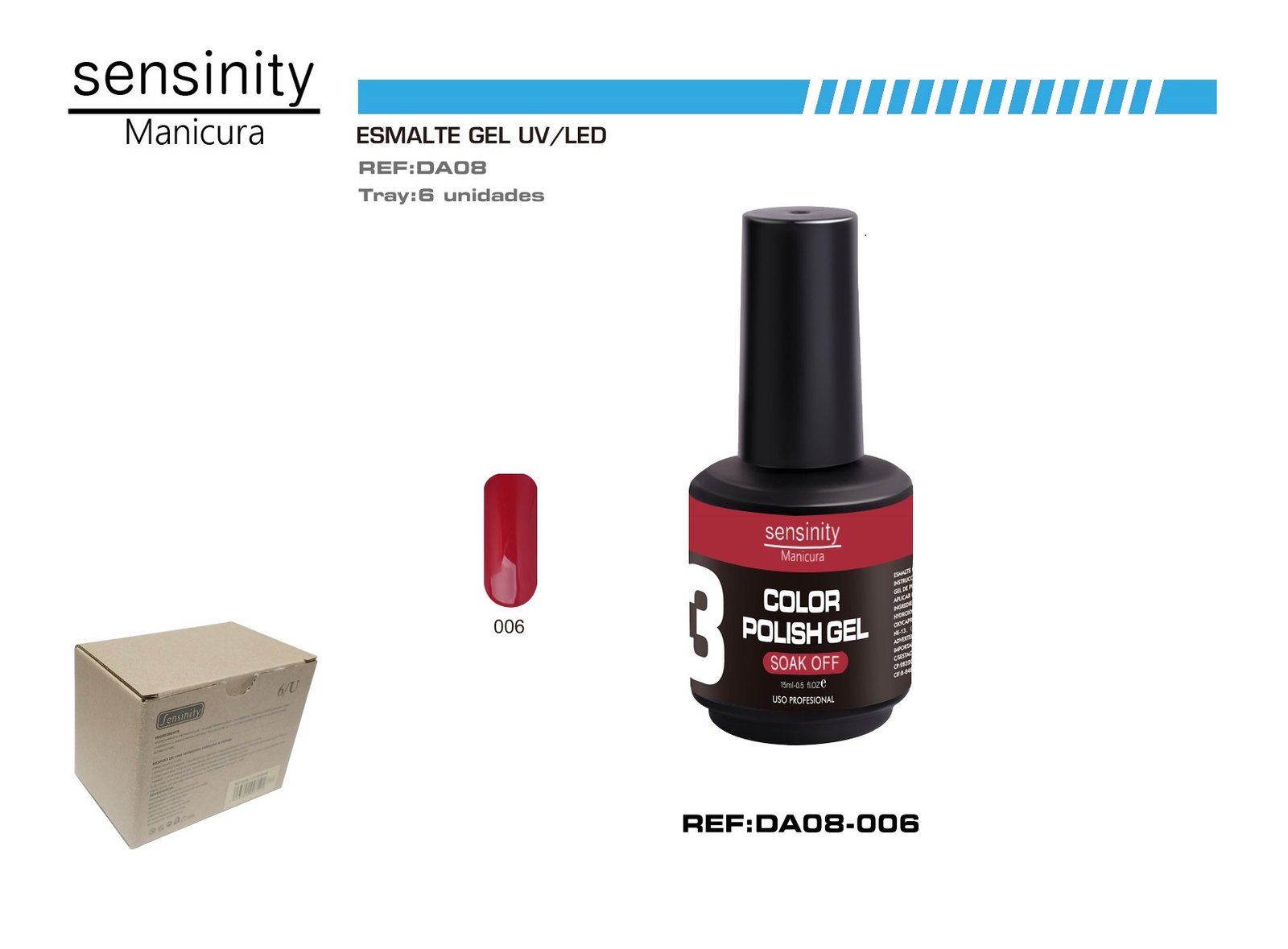 ESMALTE GEL ROJO CEREZA UV/LED USO PROFESIONAL