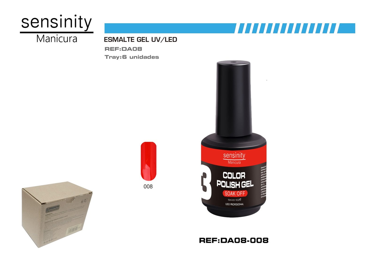 ESMALTE GEL ROJO UV/LED USO PROFESIONAL