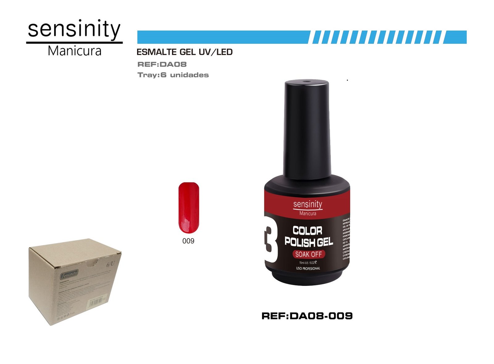 ESMALTE GEL ROJO ESCARLATA UV/LED USO PROFESIONAL