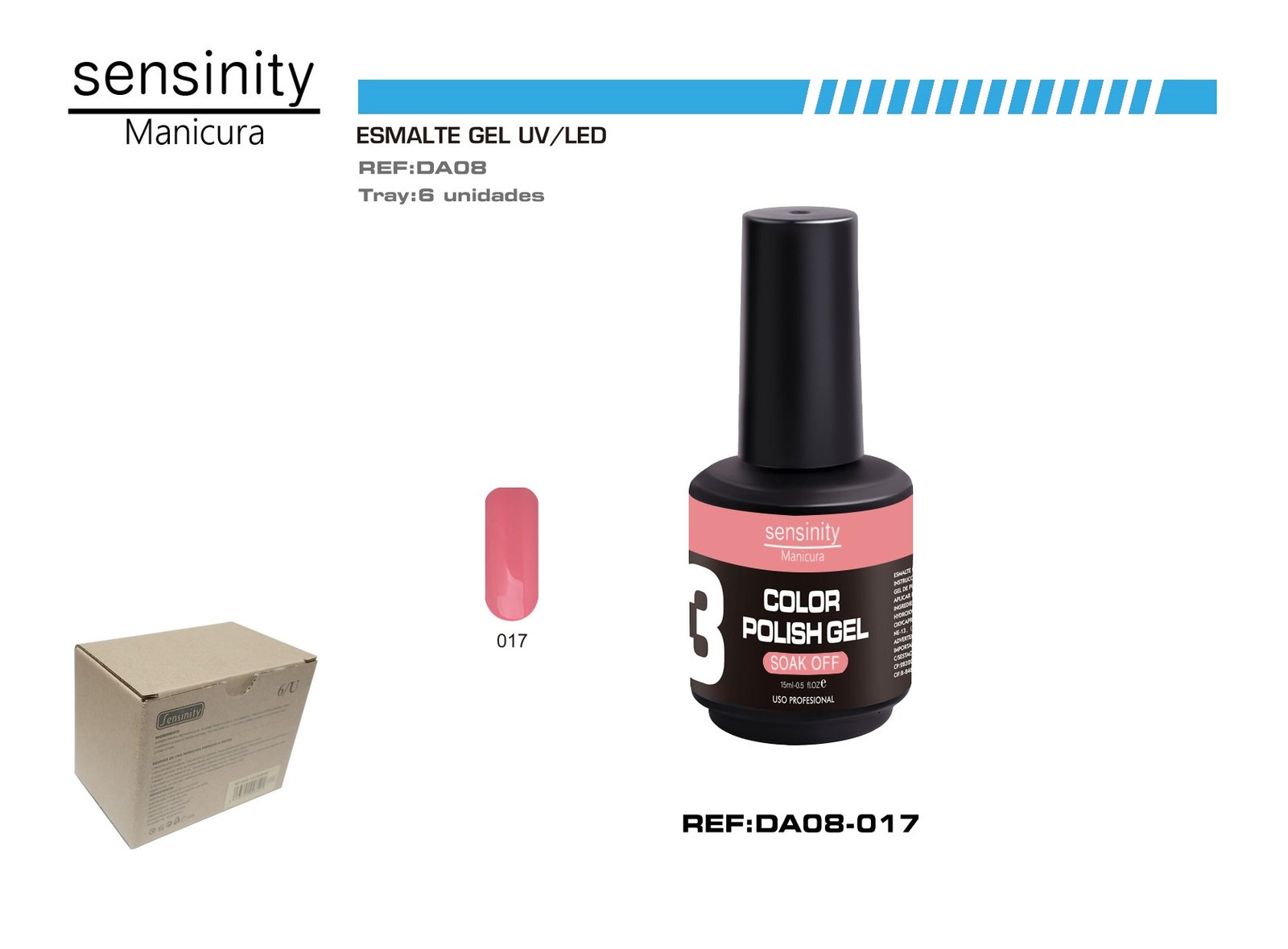 ESMALTE GEL ROSA CORAL UV/LED USO PROFESIONAL