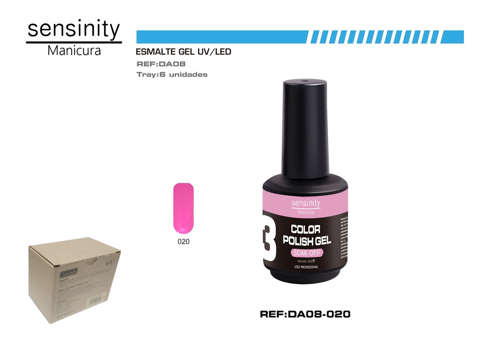 ESMALTE GEL ROSA FUCSIA UV/LED USO PROFESIONAL