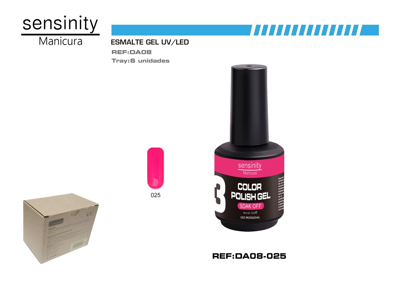 ESMALTE GEL ROSA FUERTE UV/LED USO PROFESIONAL