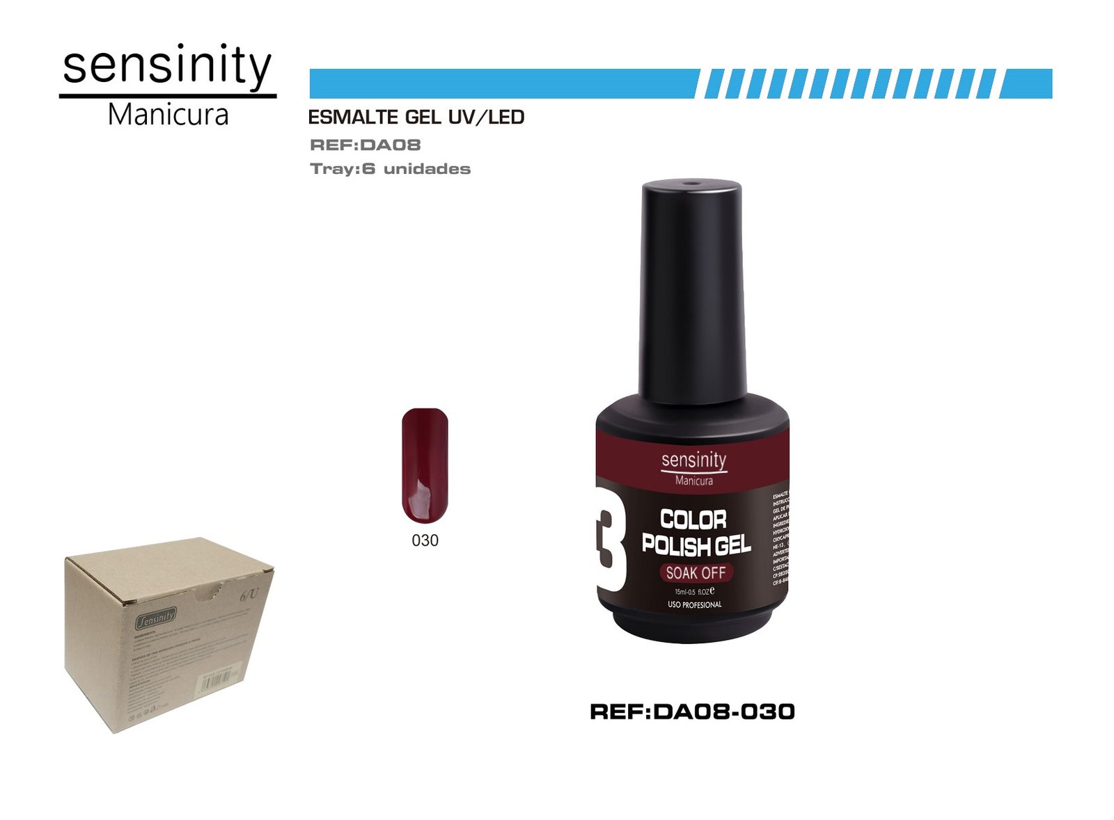 ESMALTE GEL ROJO VINO UV/LED USO PROFESIONAL