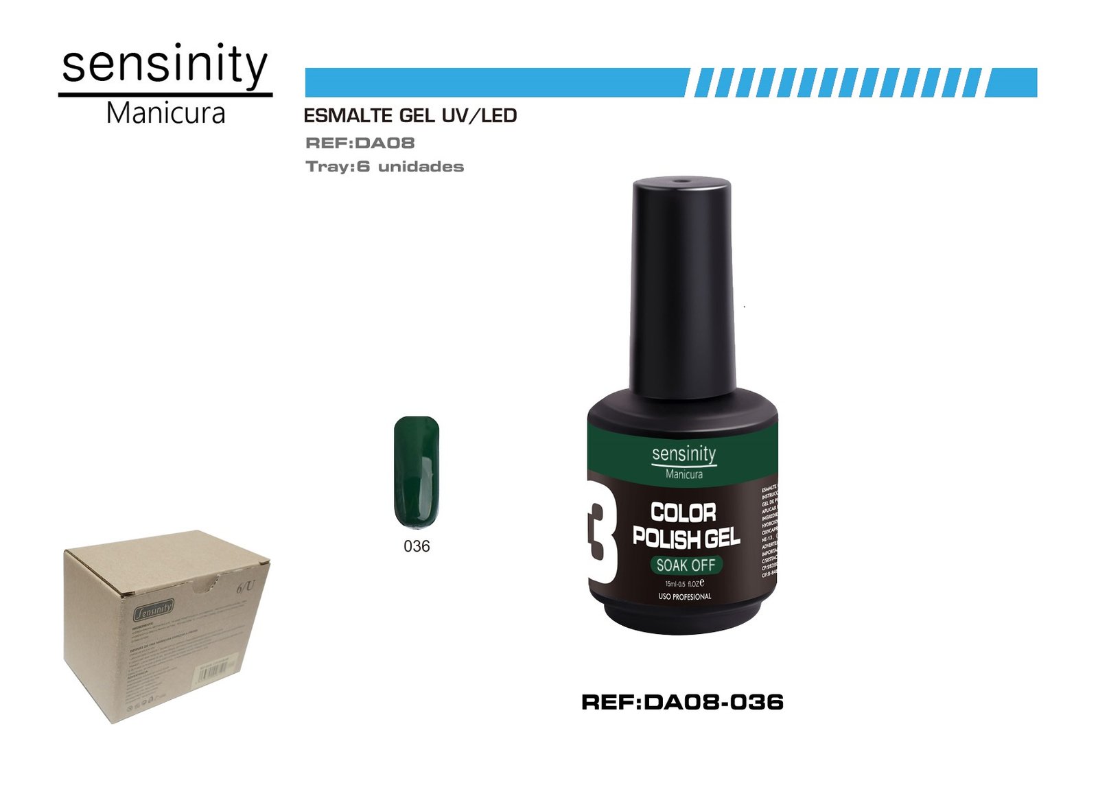 ESMALTE GEL VERDE PINO UV/LED USO PROFESIONAL