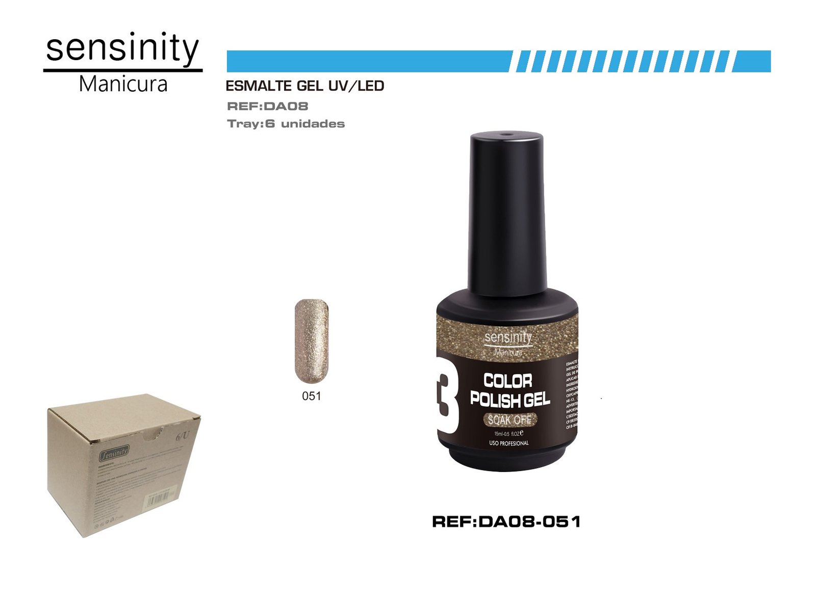 ESMALTE GEL CHAMPAGNE GLITTER UV/LED USO PROFESIONAL