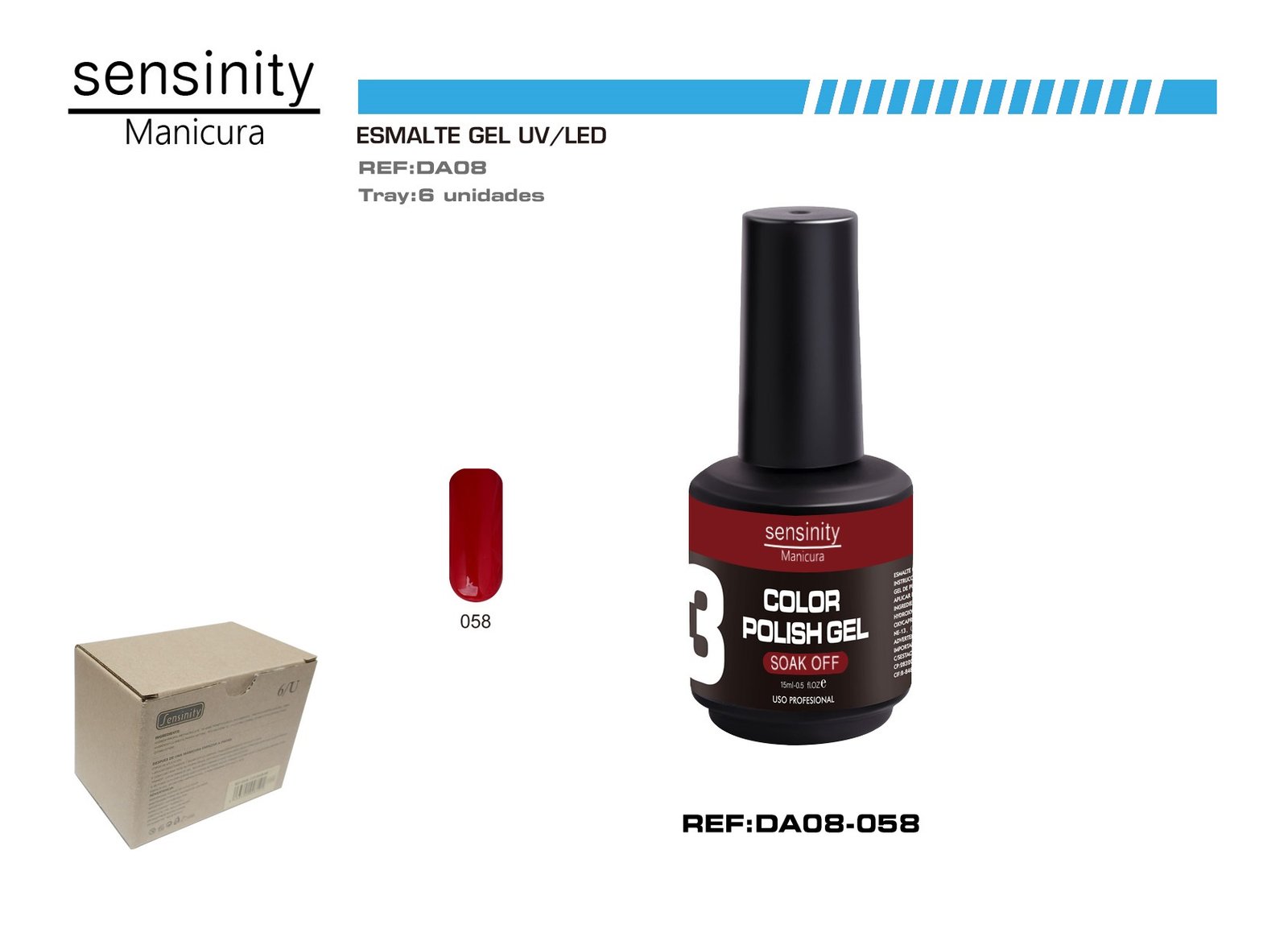 ESMALTE GEL ROJO MAROON UV/LED USO PROFESIONAL