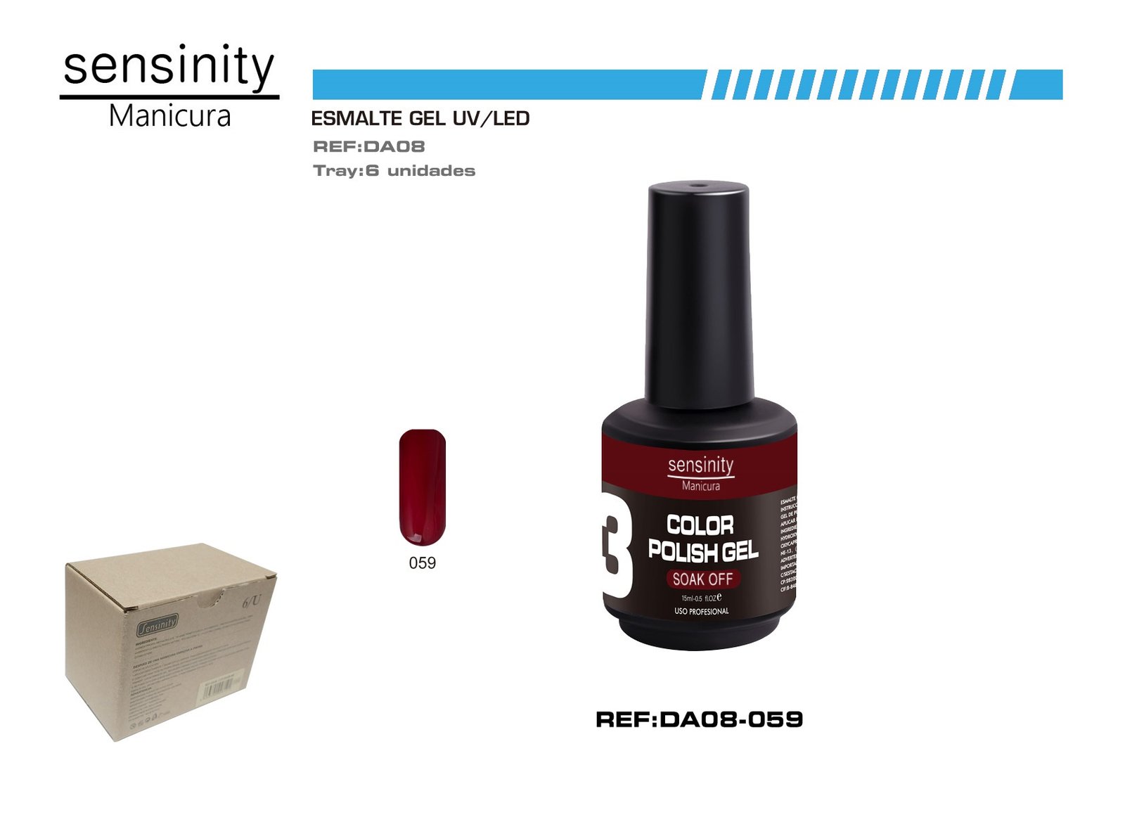 ESMALTE GEL ROJO GRANATE UV/LED USO PROFESIONAL