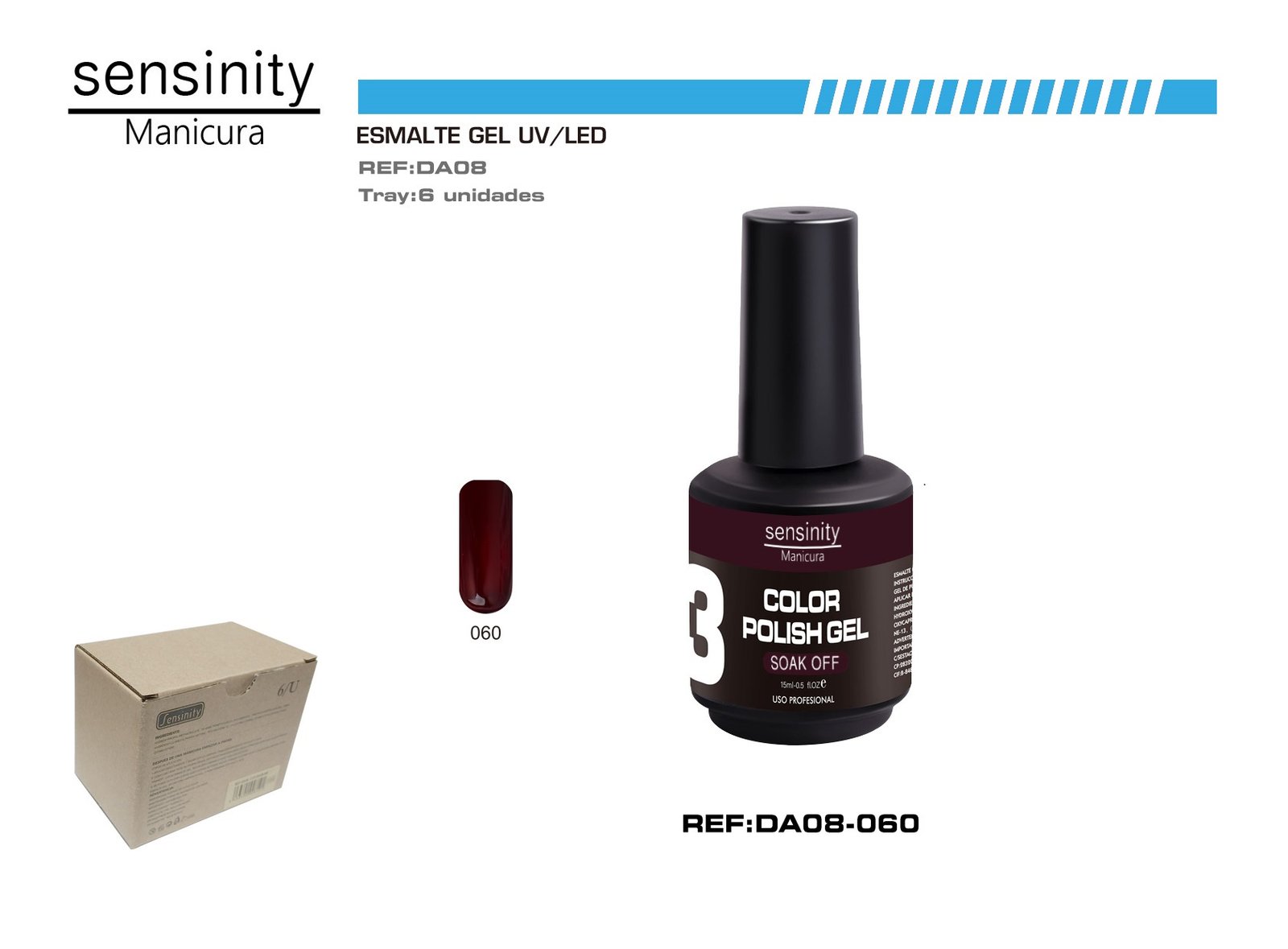 ESMALTE GEL ROJO MERLOT UV/LED USO PROFESIONAL