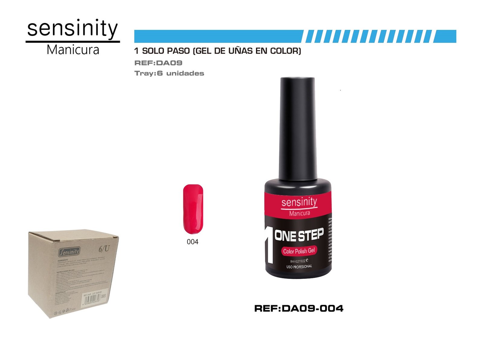 SENSINITY MANICURA ESMALTE GEL,UV/LED,ONE STEP COLOR POLISH GEL,ROJO C