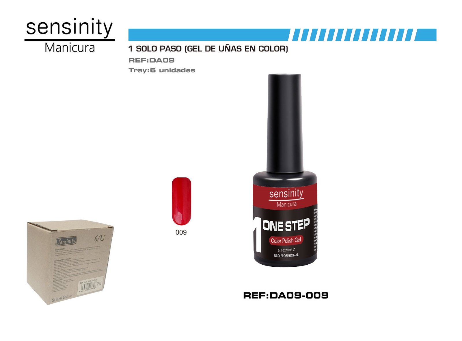SENSINITY MANICURA ESMALTE GEL,UV/LED,ONE STEP COLOR POLISH GEL,ROJO E